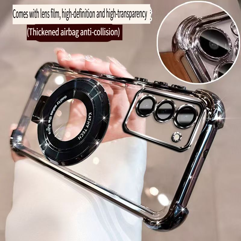 Transparent Soft Case For Tecno Spark 40 Pro+ Fall Prevention Magnetic Kickstand Luxury Protective Cover for Tecno Spark 40 Pro Plus