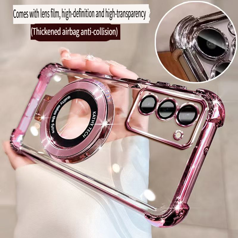 Transparent Soft Case For Tecno Spark 40 Pro+ Fall Prevention Magnetic Kickstand Luxury Protective Cover for Tecno Spark 40 Pro Plus