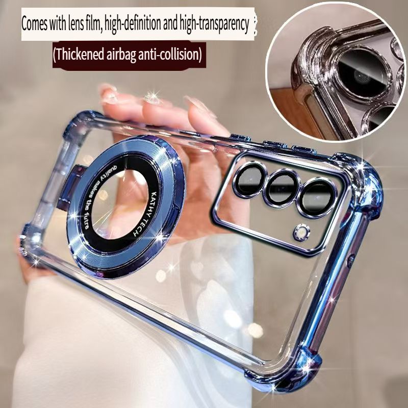 Transparent Soft Case For Tecno Spark 40 Pro+ Fall Prevention Magnetic Kickstand Luxury Protective Cover for Tecno Spark 40 Pro Plus