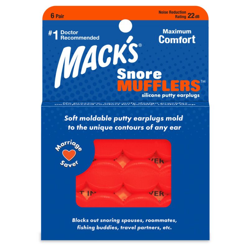 Macks Snore Muffler Soft Moldable Silicone Putty EarPlugs 6 Pairs