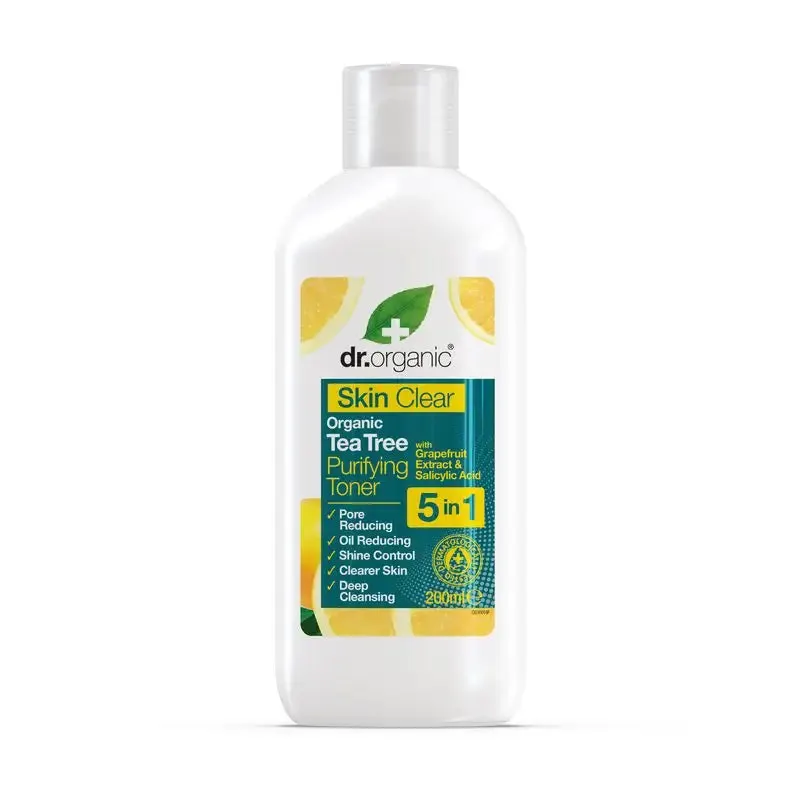 Dr. Organic Tea Tree Purifying 5 in 1 Toner with Grapefruit Extract & Salicylic Acid 200ml