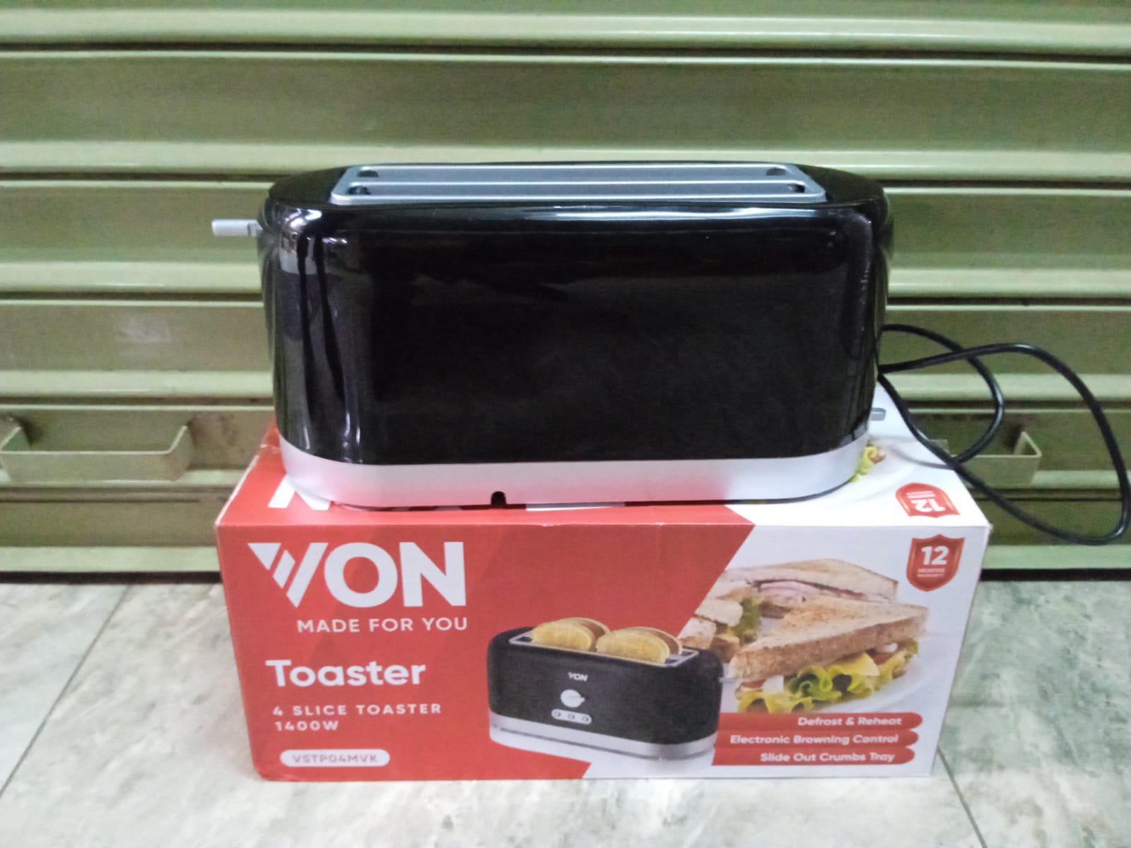 VON Bread Toaster 4 Slice Toaster Defrost & Reheat ORIGINAL