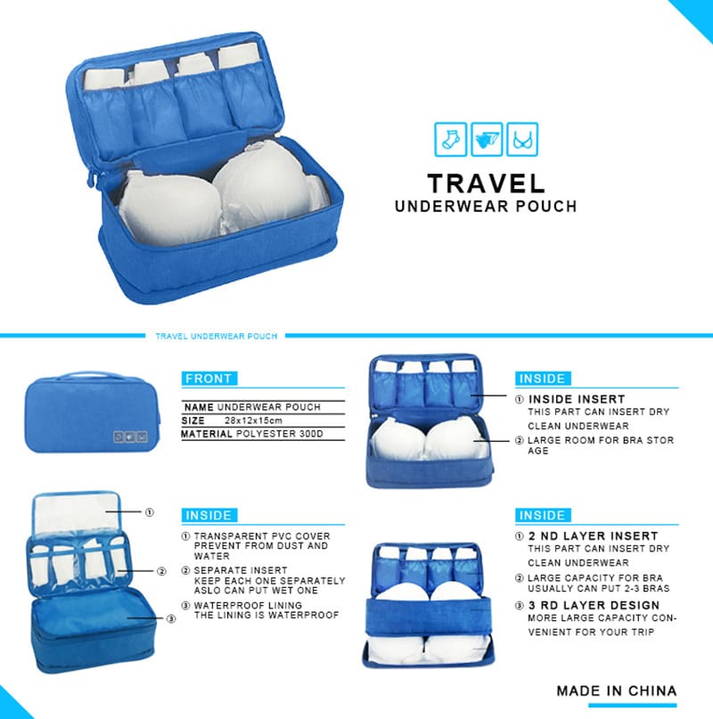 Portable Undergarments Organizer Bag Travel Inner Wear Bag