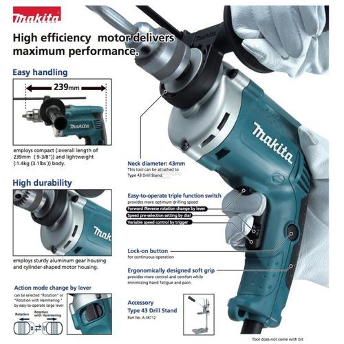 Makita 710W Impact Drill HP1630 Chuck 1/2″ 3200rpm 48000ipm