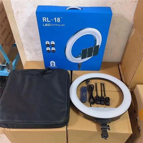 18 Inch Ringlight with Tripod Stand, 3 Phone Holders, Remote Control -LED Dimmable Beauty Ring light for Selfie Live Stream/Makeup/Youtube/Tiktok Video