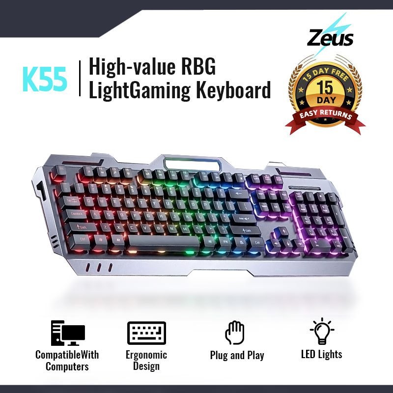 JEQANG Metal Gaming Keyboard and Mouse Combo With RGB LED Light High Quality For Computer, Laptop, Mac Wired Iron Plate Keyboard and Mouse Set Backlight