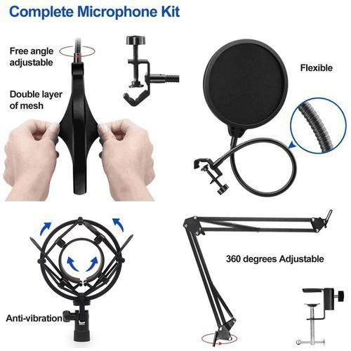 Professional BM-800 Microphone Podcast Kit With V8 Live Sound Card, Condenser Stand