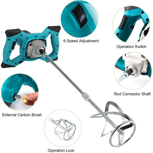 Makita Electric Paint Mixer Stirrer Handheld Industrial Cement Concrete Mixer with Adjustable Speed Control for Fodder Plaster Mortar Grout Mud