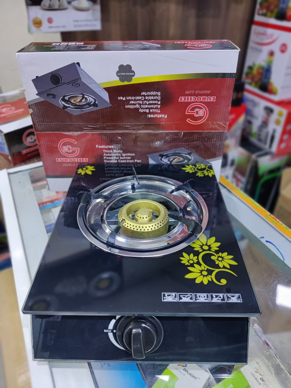 Eurochef Single 1 Burner Gas Cooker Table Top GLASS