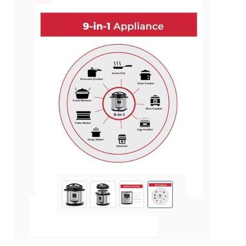 Nutricook Electric Pressure Cooker 6 Litres- 10 in 1 Multi-functional, Soup, Meat, Bean, Chicken, Egg, Slow Cook, Sauté, Rice, Biryani, Porridge, Cake 1000W STAINLESS STEEL INNER POT, 2 YEAR WARRANTY