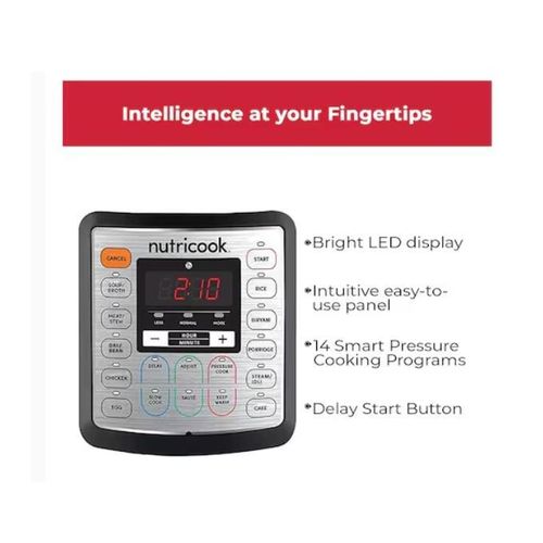 Nutricook Electric Pressure Cooker 6 Litres- 10 in 1 Multi-functional, Soup, Meat, Bean, Chicken, Egg, Slow Cook, Sauté, Rice, Biryani, Porridge, Cake 1000W STAINLESS STEEL INNER POT, 2 YEAR WARRANTY