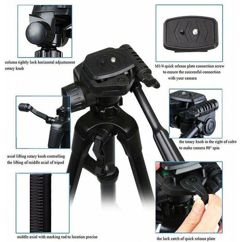 Tripod Stand For DSLR Camera, Phone,GoPro - WT 3520 Heavy Duty Stabilizer Tripod With Phone Holder
