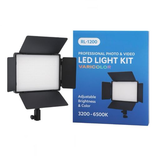 12 Inch LED Light Panel RL-1200 Professional CRI 95+ Photo & Video Lighting Kit Key Light – Adjustable Brightness & Color Temperature 3200K–6500K Studio Fill Light With Tripod Stand, Remote Control