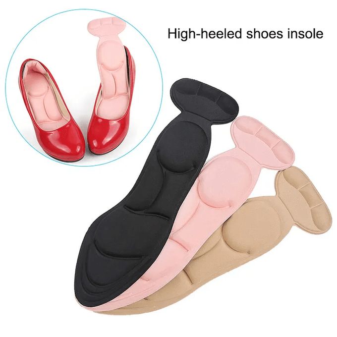 Memory Foam Insoles Breathable Anti-slip Insole For Feet Pad Inserts Heel Post Back For Women High Heel Shoe Accessories 4D Apricot