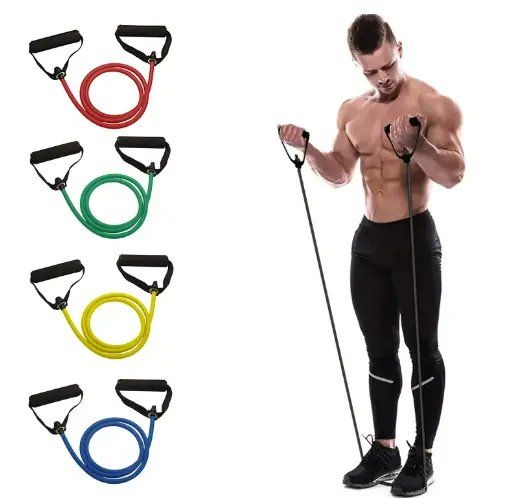 1pc Resistance Band With Handles, Exercise Bands, Workout Bands With Handles For Men Women, Strength Training Equipment At Home BLACK