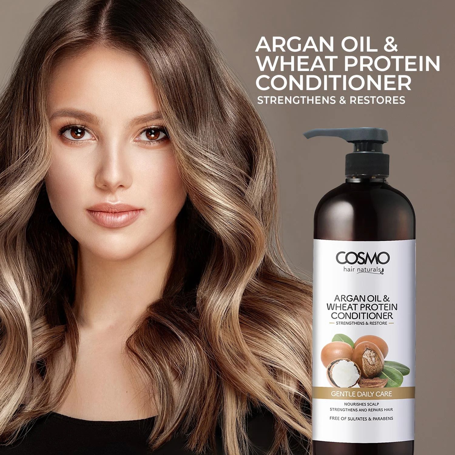 COSMO GENTLE DAILY CARE - ARGAN OIL & WHEAT PROTEIN CONDITIONER  480ML