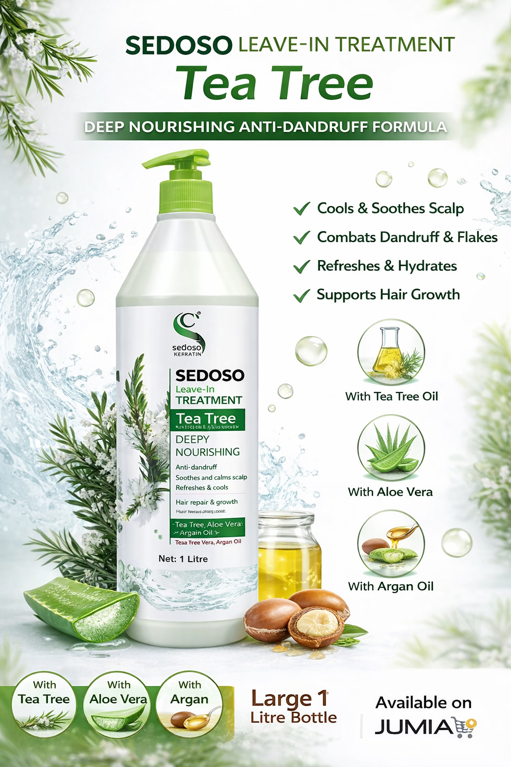 Sedoso Tea Tree Leave-In Treatment – Deep Nourishing Anti-Dandruff Hair Conditioner