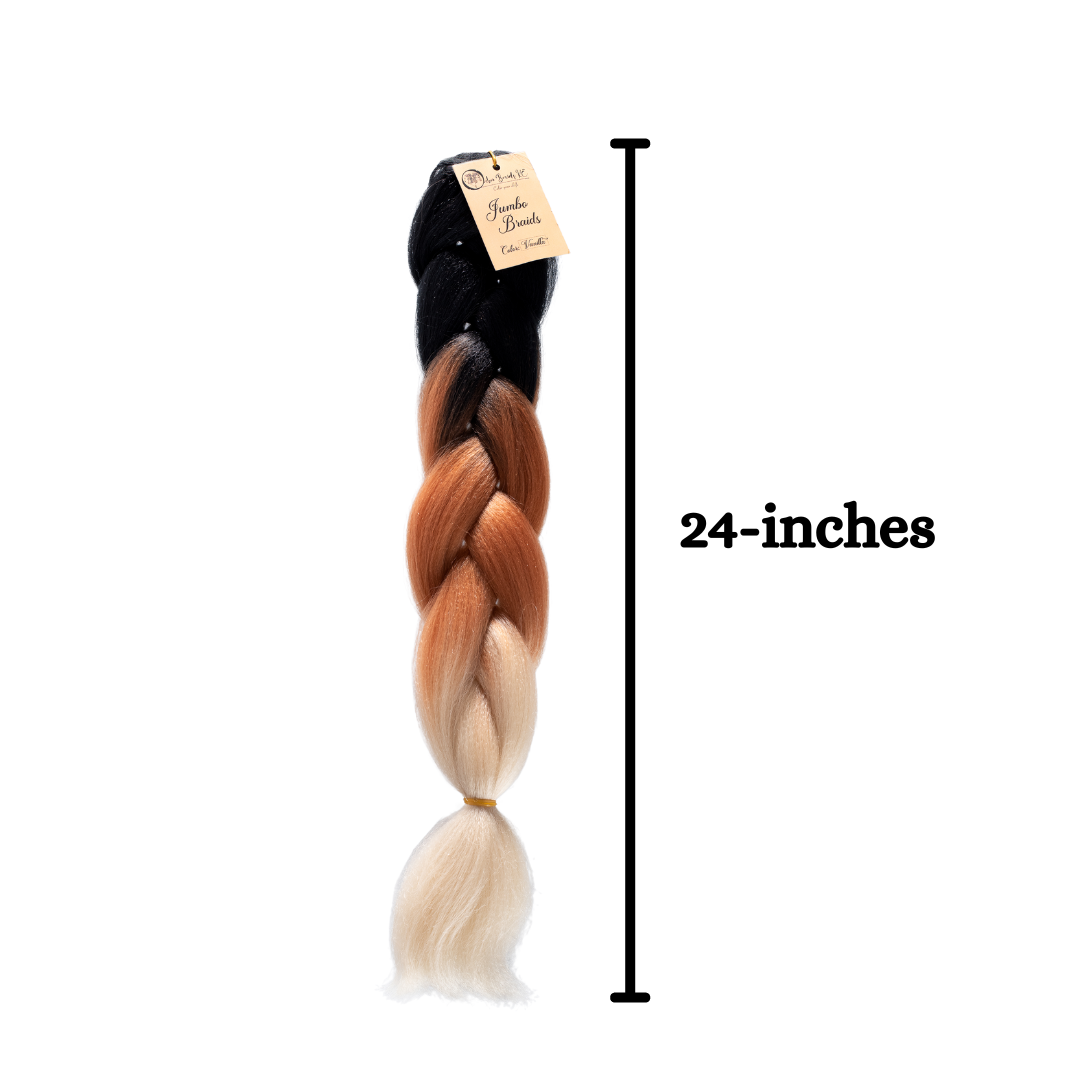 C15 Ombre Braid Vanilla Jumbo Braid for Box Braids Knotless Braids Cornrows and Twists Three-toned Ombre Braid Colored Black Light brown and Blonde