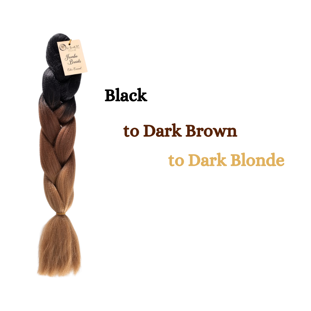 C14 Ombre Braid Caramel Jumbo Braid for Box Braids Knotless Braids Cornrows and Twists Three-toned Ombre Braid Colored Black Dark Brown and Dark Blonde