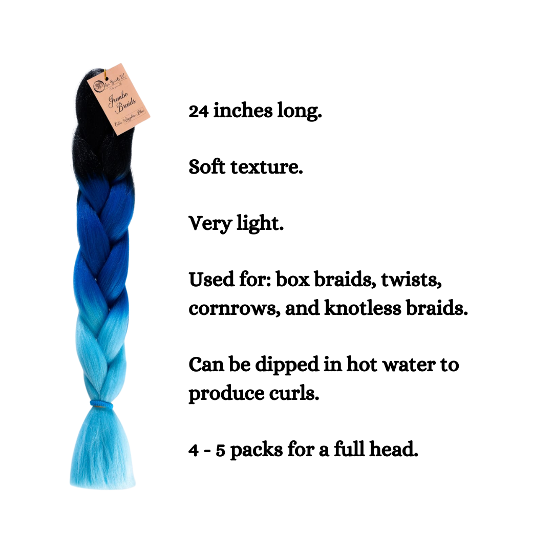 C9 Ombre Braid Sapphire blue Jumbo Braid for Box Braids Knotless Braids Cornrows and Twists Three-toned Ombre Braid Colored Black Blue and Ocean blue