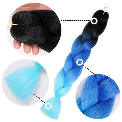 C9 Ombre Braid Sapphire blue Jumbo Braid for Box Braids Knotless Braids Cornrows and Twists Three-toned Ombre Braid Colored Black Blue and Ocean blue