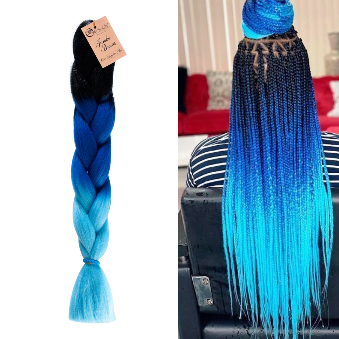C9 Ombre Braid Sapphire blue Jumbo Braid for Box Braids Knotless Braids Cornrows and Twists Three-toned Ombre Braid Colored Black Blue and Ocean blue