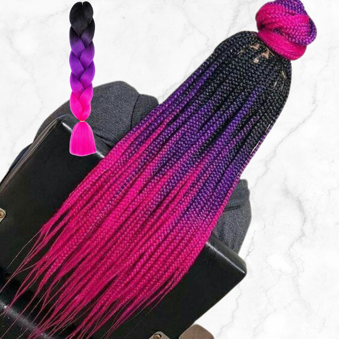 C11 Ombre Braid Magenta Jumbo Braid for Box Braids Knotless Braids Cornrows and Twists Three-toned Ombre Braid Colored Black Purple and Pink