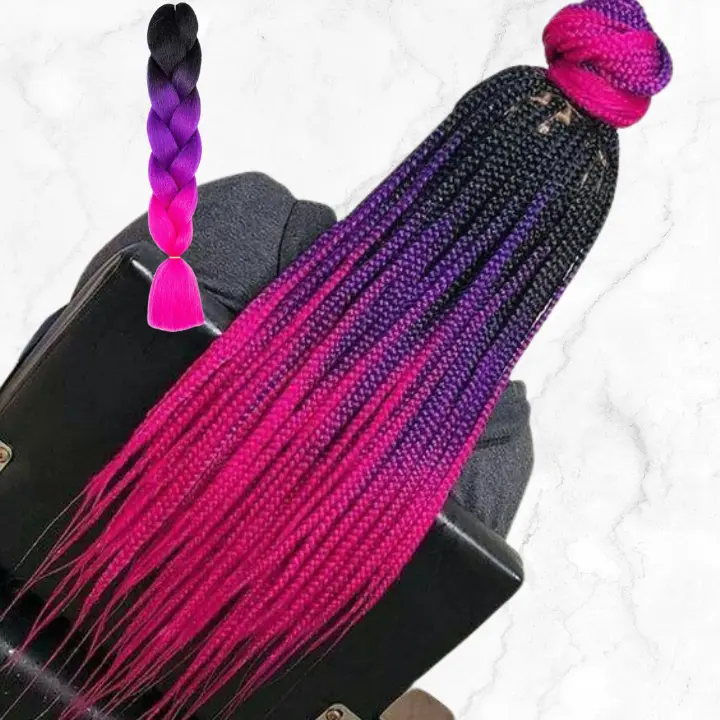 C11 Ombre Braid Magenta Jumbo Braid for Box Braids Knotless Braids Cornrows and Twists Three-toned Ombre Braid Colored Black Purple and Pink