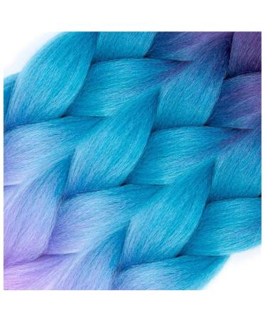 C26 Ombre Braid Violet Jumbo Braid for Kids for Box Braids Knotless Braids Cornrows and Twists Three-toned Ombre Braid Colored Dark purple Blue and Lilac