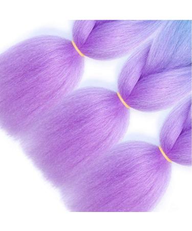 C26 Ombre Braid Violet Jumbo Braid for Kids for Box Braids Knotless Braids Cornrows and Twists Three-toned Ombre Braid Colored Dark purple Blue and Lilac