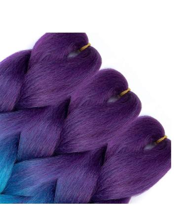 C26 Ombre Braid Violet Jumbo Braid for Kids for Box Braids Knotless Braids Cornrows and Twists Three-toned Ombre Braid Colored Dark purple Blue and Lilac