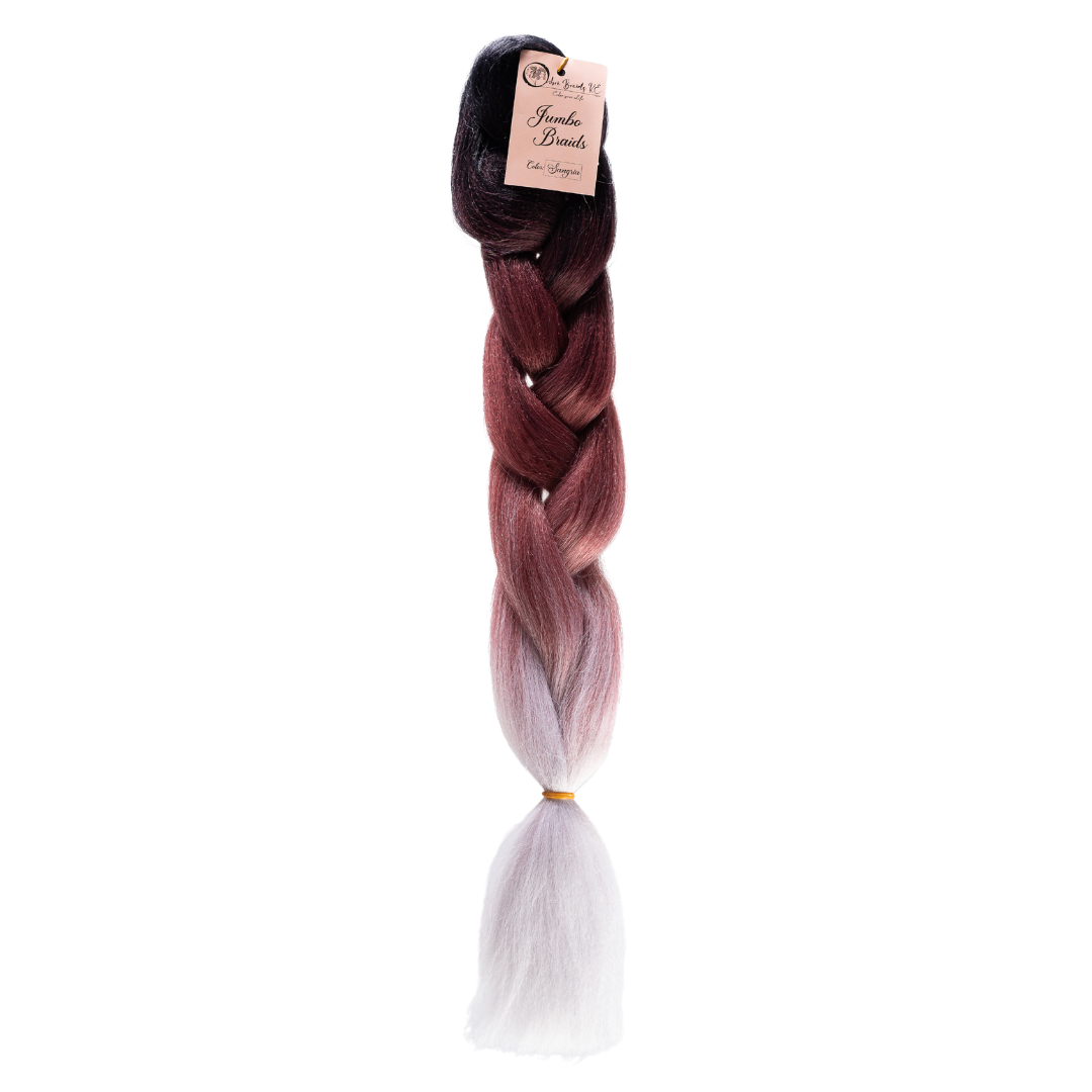 C17 Ombre Braid Sangria Jumbo Braid for Box Braids Knotless Braids Cornrows and Twists Three-toned Ombre Braid Colored Black Maroon and Light grey