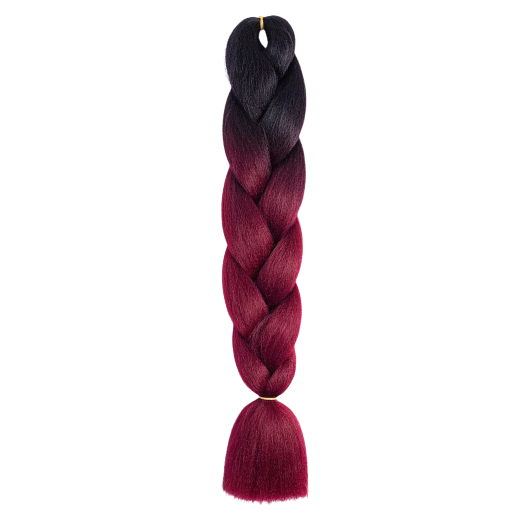 B8 Ombre Braid Burgundy Jumbo Braid for Box Braids Knotless Braids Cornrows and Twists Two-toned Ombre Braid Colored Black and Burgundy