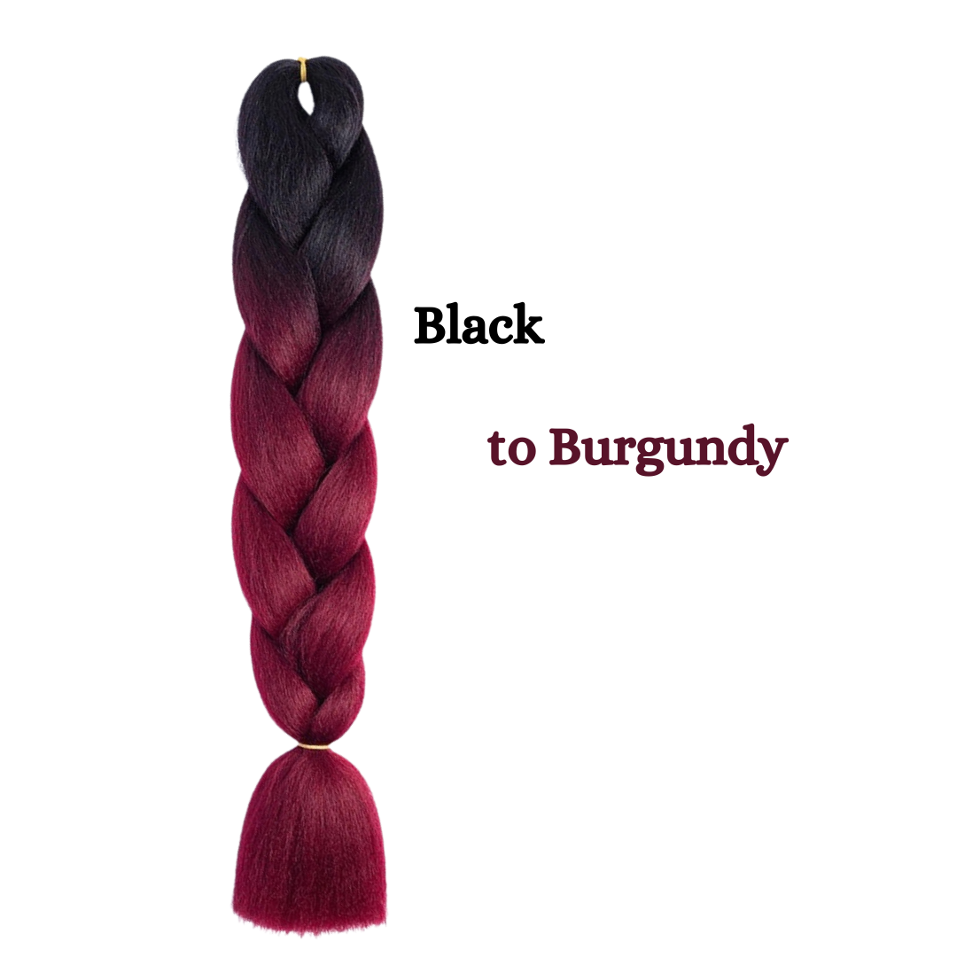 B8 Ombre Braid Burgundy Jumbo Braid for Box Braids Knotless Braids Cornrows and Twists Two-toned Ombre Braid Colored Black and Burgundy