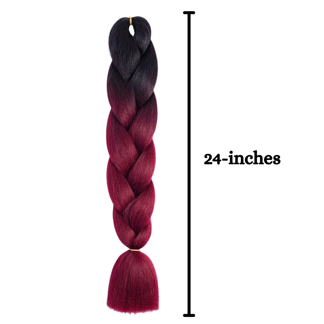 B8 Ombre Braid Burgundy Jumbo Braid for Box Braids Knotless Braids Cornrows and Twists Two-toned Ombre Braid Colored Black and Burgundy