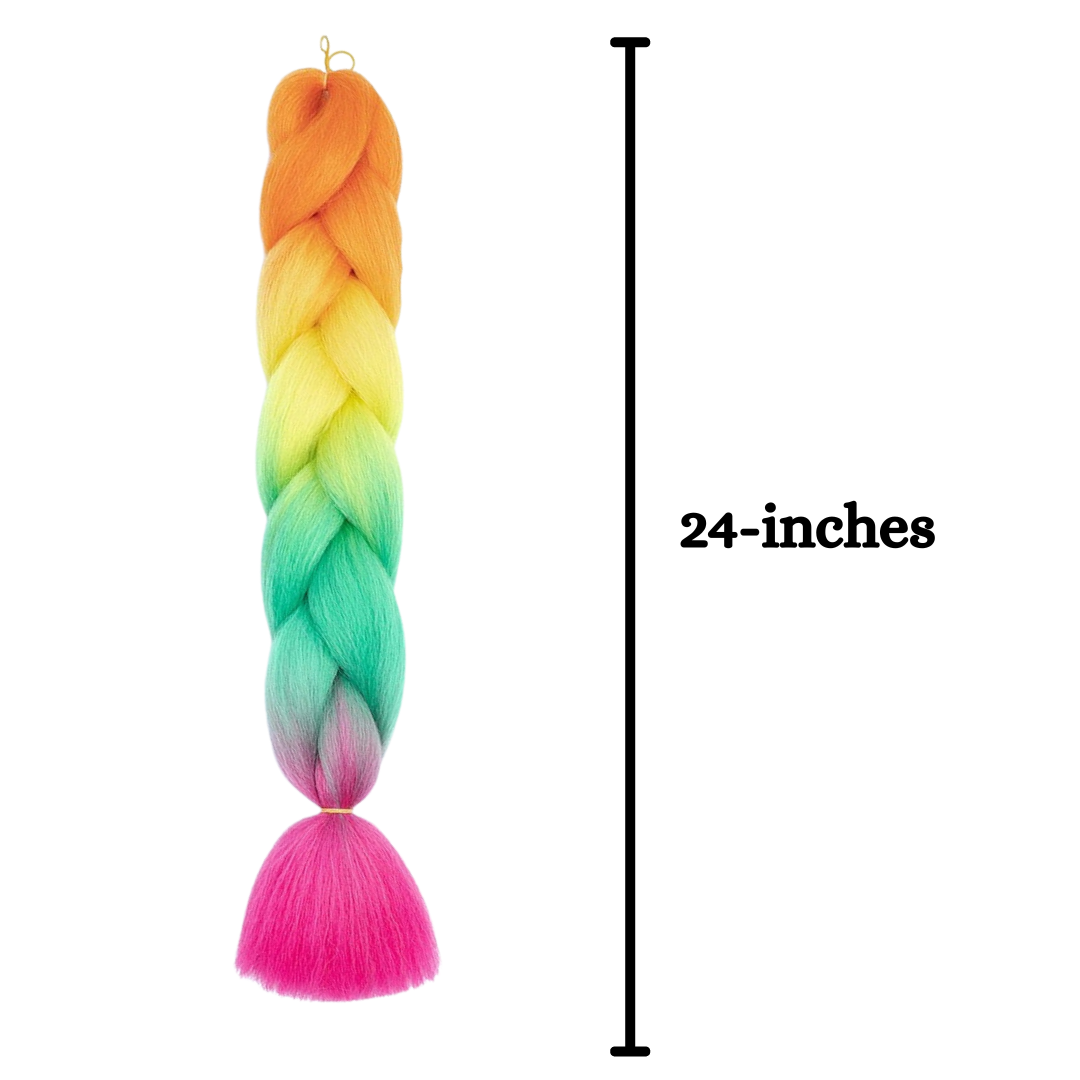 D3 Ombre Braid Rainbow Ombre Braid Rainbow Jumbo Braid for Box Braids Knotless Braids Cornrows and Twists Four-toned Ombre Braid Colored Orange Yellow Green Pink