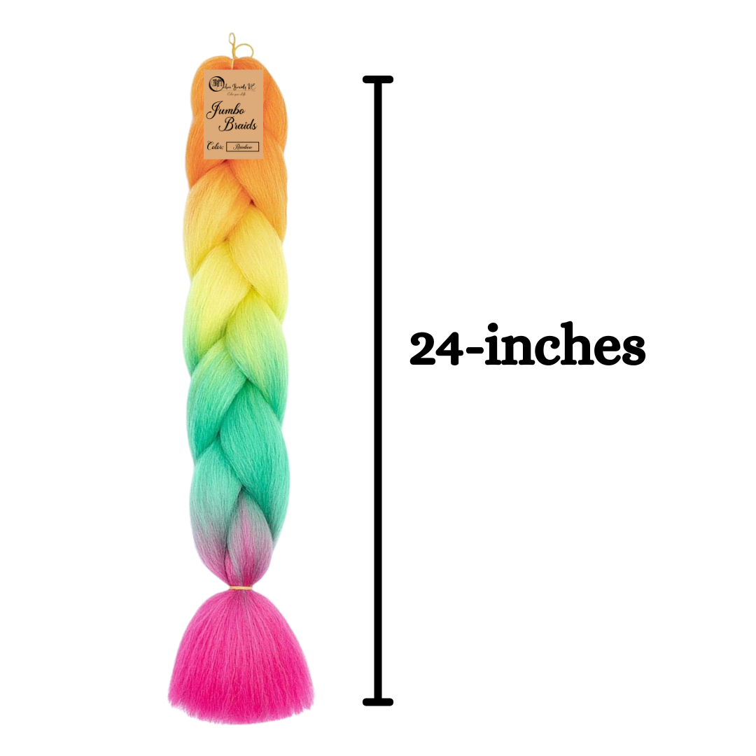 D3 Ombre Braid Rainbow Ombre Braid Ombre Braiding Hair for Box Braids Cornrows Knotless Braids and Twists Hairstyles Four-Toned Ombre Braid with Colors Orange Yellow Green and Pink
