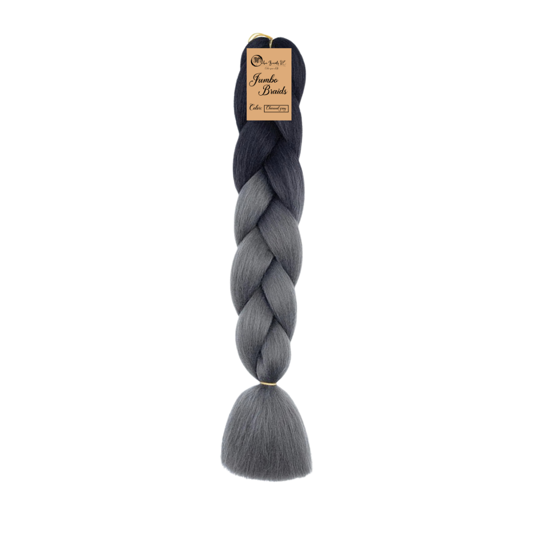 B35 Ombre Braid Charcoal Gray Ombre Braid Ombre Braiding Hair for Box Braids Cornrows Knotless Braids and Twists Hairstyles Two-Toned Ombre Braid with Colors Black and Dark Grey