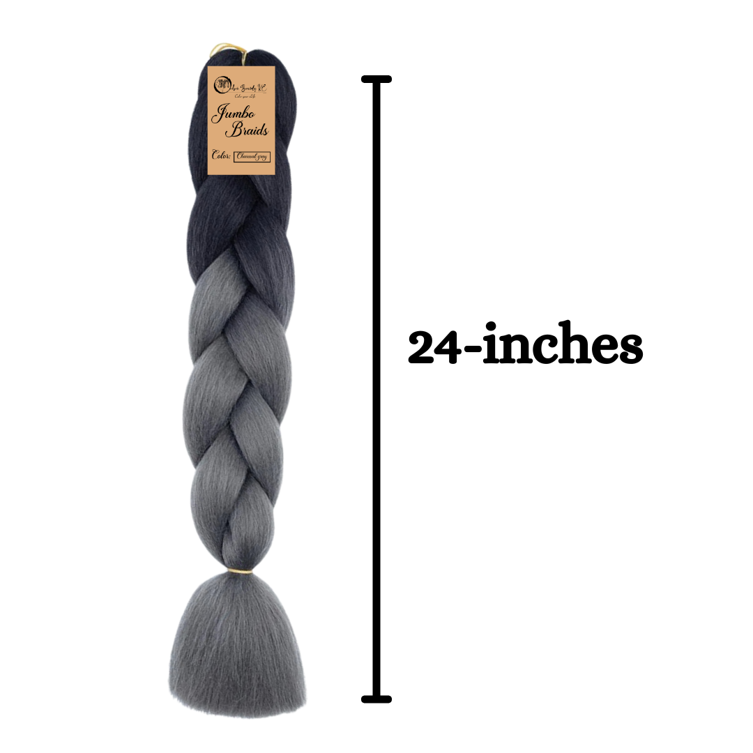 B35 Ombre Braid Charcoal Gray Ombre Braid Ombre Braiding Hair for Box Braids Cornrows Knotless Braids and Twists Hairstyles Two-Toned Ombre Braid with Colors Black and Dark Grey