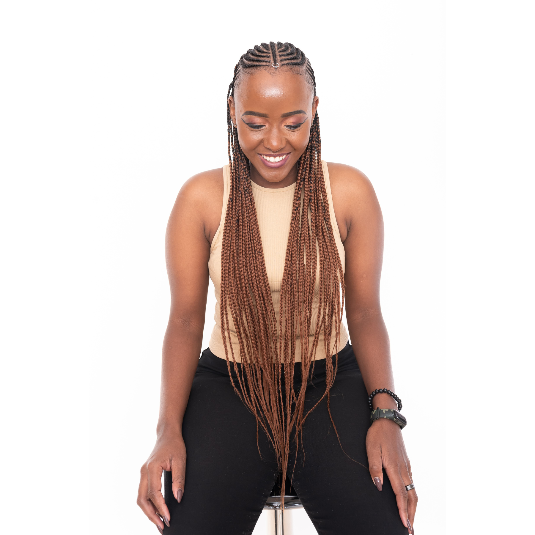 B29 Ombre Braid Brown Ombre Braiding Hair Bronze copper Ombre Braid for Box Braids Cornrows Knotless Braids and Twists Hairstyles Two-Toned Ombre Braid with Colors Black and Brown
