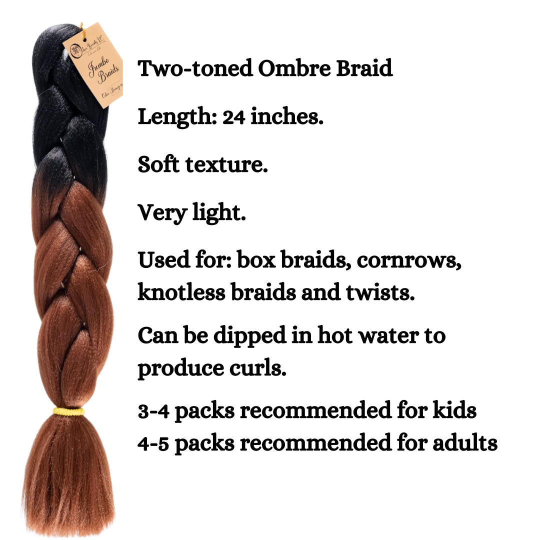 B29 Ombre Braid Brown Ombre Braiding Hair Bronze copper Ombre Braid for Box Braids Cornrows Knotless Braids and Twists Hairstyles Two-Toned Ombre Braid with Colors Black and Brown