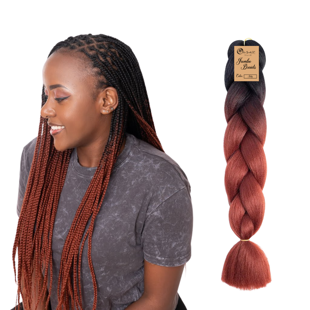 B31 Ombre Braid Ombre Braiding Hair Ruby Ombre Braid for Box Braids Cornrows Knotless Braids and Twists Hairstyles Two-Toned Ombre Braid with Colors Black and Ruby Red