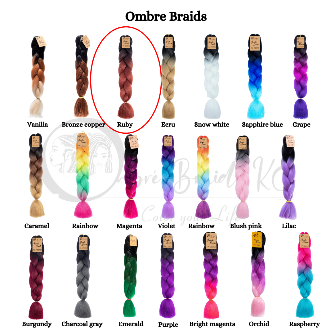 B31 Ombre Braid Ombre Braiding Hair Ruby Ombre Braid for Box Braids Cornrows Knotless Braids and Twists Hairstyles Two-Toned Ombre Braid with Colors Black and Ruby Red