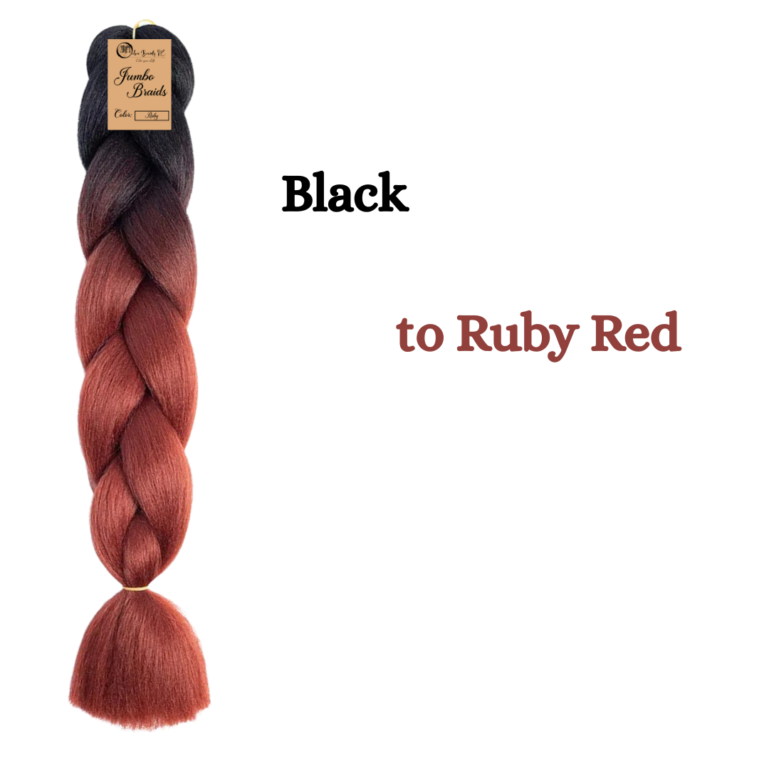 B31 Ombre Braid Ombre Braiding Hair Ruby Ombre Braid for Box Braids Cornrows Knotless Braids and Twists Hairstyles Two-Toned Ombre Braid with Colors Black and Ruby Red