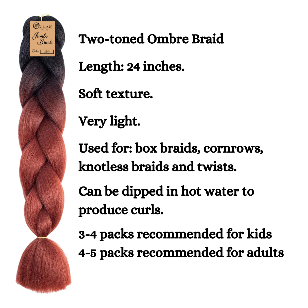 B31 Ombre Braid Ombre Braiding Hair Ruby Ombre Braid for Box Braids Cornrows Knotless Braids and Twists Hairstyles Two-Toned Ombre Braid with Colors Black and Ruby Red