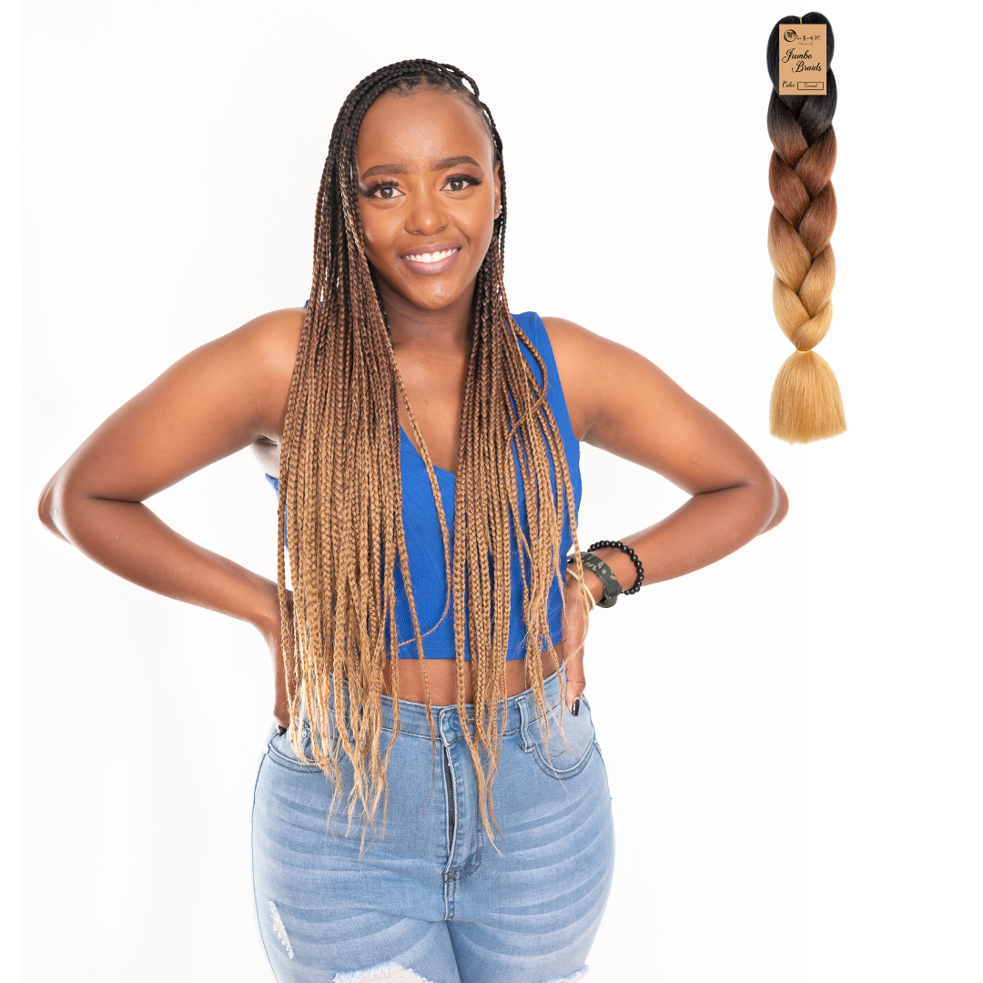 C14 Ombre Braid Ombre Braiding Hair Caramel Ombre Braid for Box Braids Cornrows Knotless Braids and Twists Hairstyles Three-Toned Ombre Braid with Colors Black Dark Brown and Golden Blonde