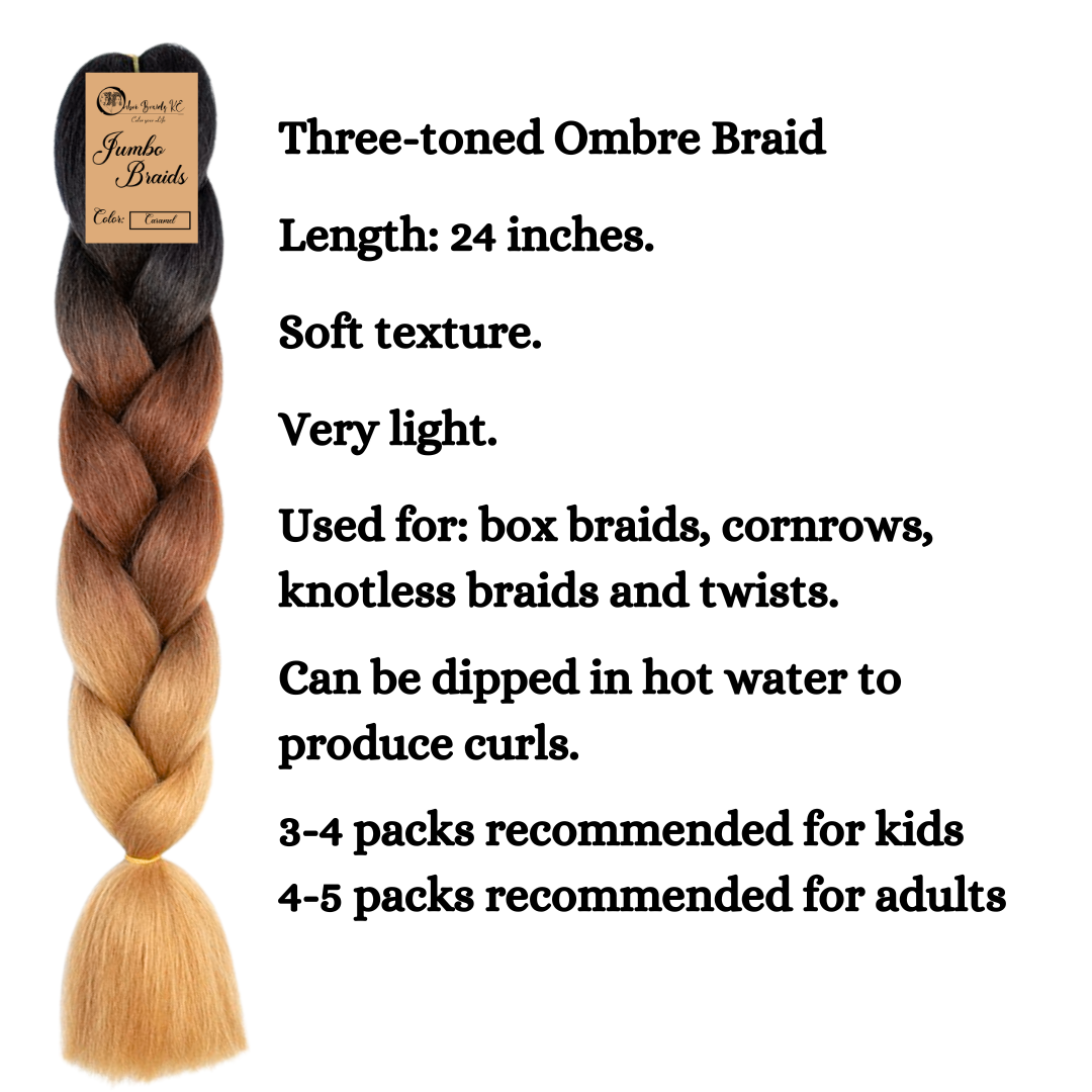 C14 Ombre Braid Ombre Braiding Hair Caramel Ombre Braid for Box Braids Cornrows Knotless Braids and Twists Hairstyles Three-Toned Ombre Braid with Colors Black Dark Brown and Golden Blonde