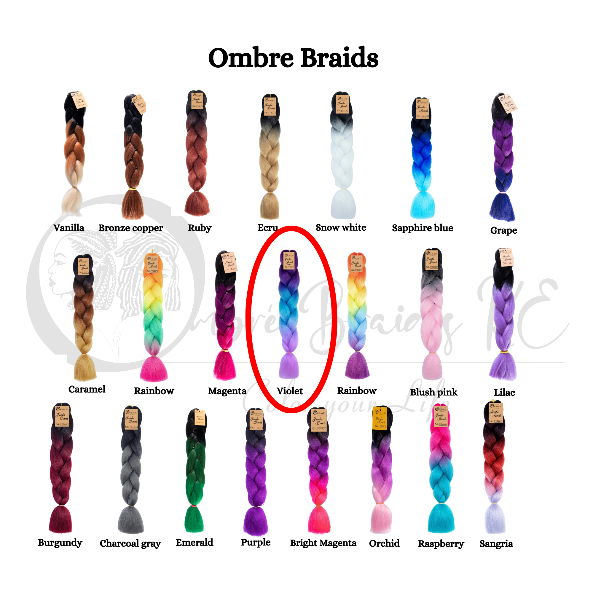 C26 Ombre Braid Long Ombre Braiding Hair Violet Ombre Braid for Box Braids Cornrows Knotless Braids and Twists Hairstyles Three-Toned Ombre Braid with Colors Dark Purple, Blue and Lilac