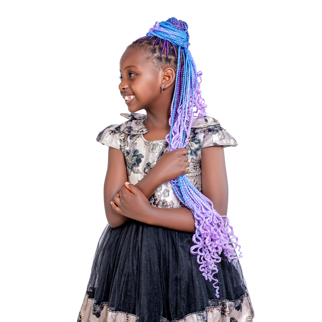 C26 Ombre Braid Long Ombre Braiding Hair Violet Ombre Braid for Box Braids Cornrows Knotless Braids and Twists Hairstyles Three-Toned Ombre Braid with Colors Dark Purple, Blue and Lilac