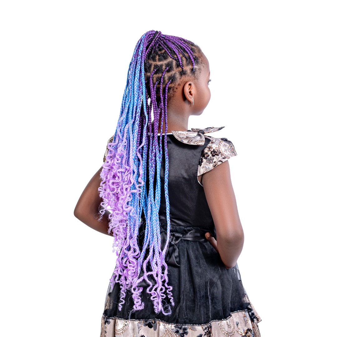 C26 Ombre Braid Long Ombre Braiding Hair Violet Ombre Braid for Box Braids Cornrows Knotless Braids and Twists Hairstyles Three-Toned Ombre Braid with Colors Dark Purple, Blue and Lilac